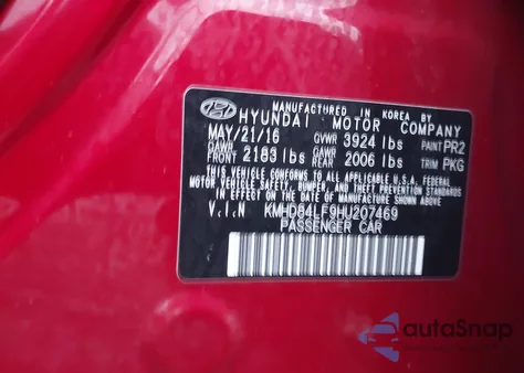 2017 Hyundai Elantra Se из США, поврежденный, VIN KMHD84LF9HU207469